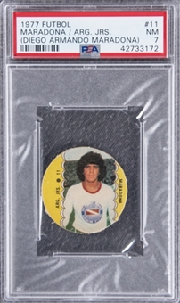 1977 Futbol (Soccer) Discs #11 Diego Armando Maradona Rookie Card – PSA NM 7 "1 of 3!"